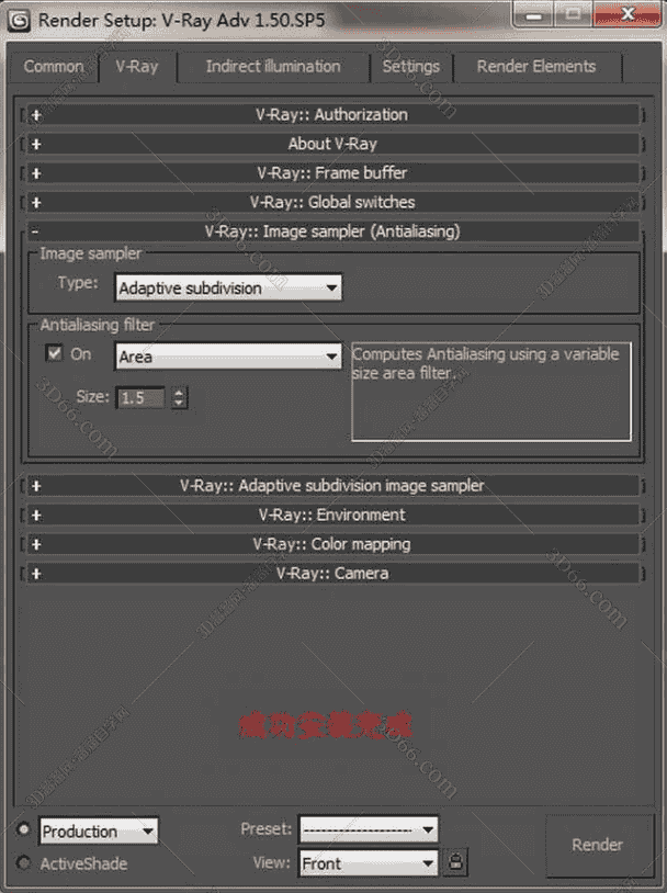vray1.5【adv 1.5 sp4 for 3dmax2009】渲染器(32位)英文版