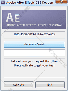 Adobe After Effects CS3开心补丁【AE CS3注册机】序列号生成器