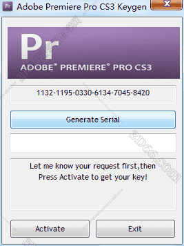 Adobe Premiere CS3序列号【PR CS3注册机】开心补丁