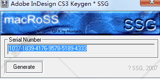 Adobe InDesign CS3序列号【ID CS3注册机】开心补丁