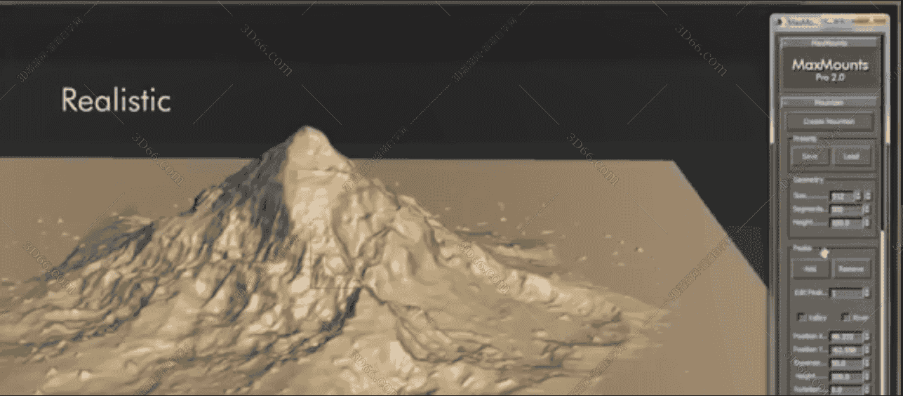 3DsMax山脉地形-石头插件MaxMounts Pro v2.0 For 2015-2018