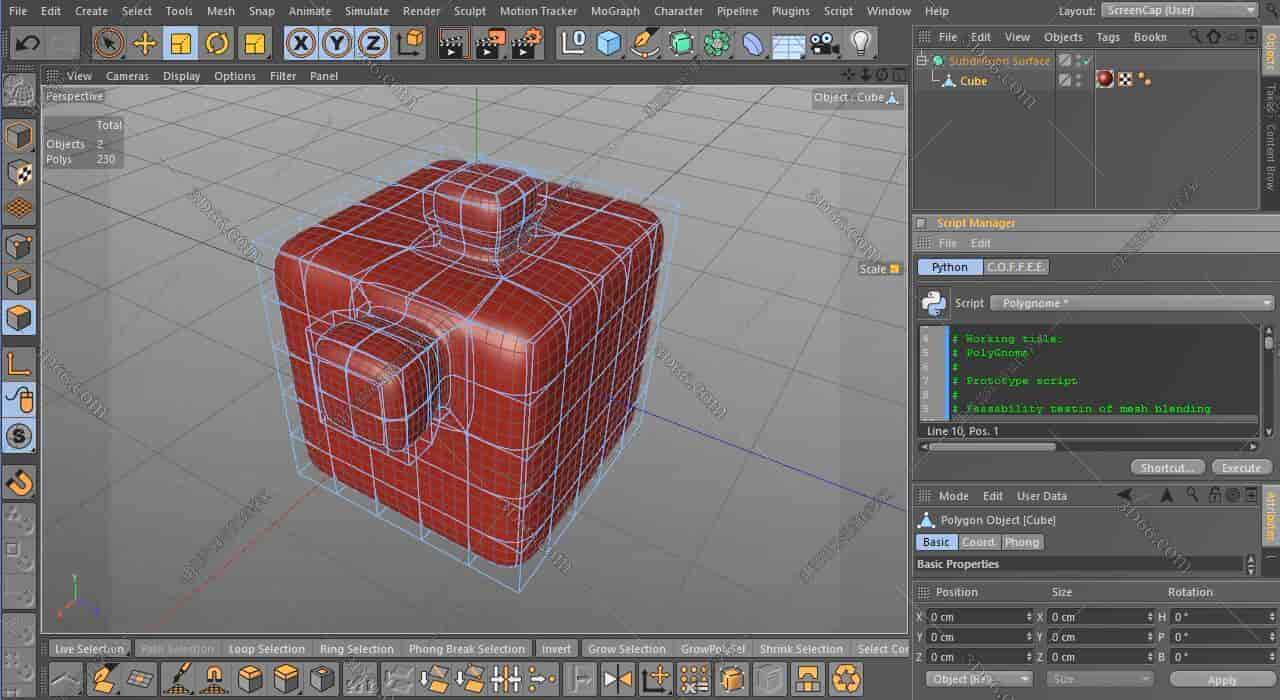C4D网格构造插件：PolyGnome Mesh Construction Kit