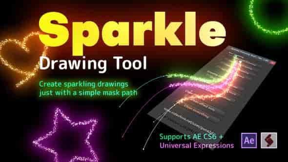 AE脚本:自定义MASK路径闪光生成器Sparkle Drawing Tool 免费下载