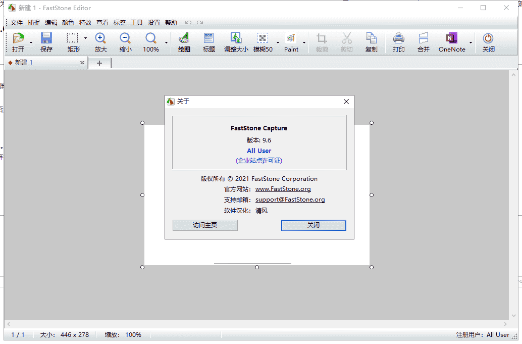 Faststone Capture 9.6【免安装集成开心】中文绿色版
