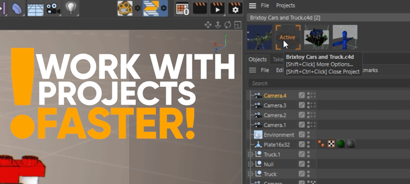 【C4D插件】C4D多项目预览切换插件 3DtoAll C4DTabs V1.3 For Cinema 4D R17-R26 英文开心版下载