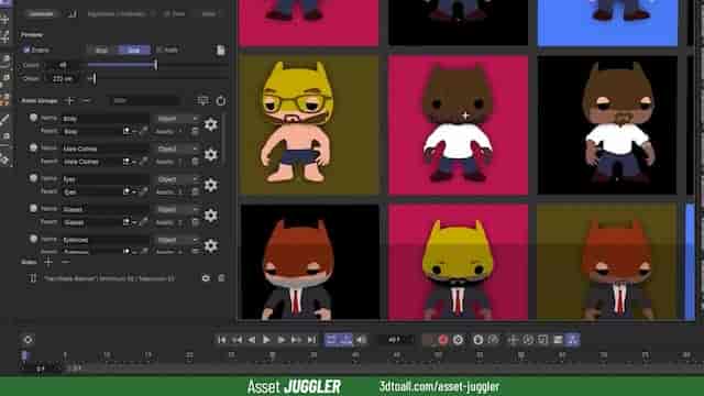【C4D插件】C4D组合变形展示插件 3DtoAll Asset Juggler V1.3 For Cinema 4D R17-R26 英文开心版下载