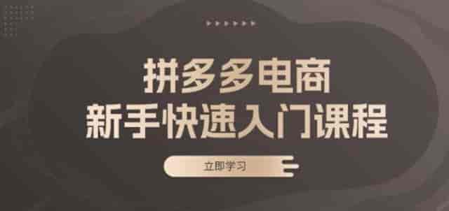 拼多多电商从基础到出单课，包括上架商品、营销工具使用等
