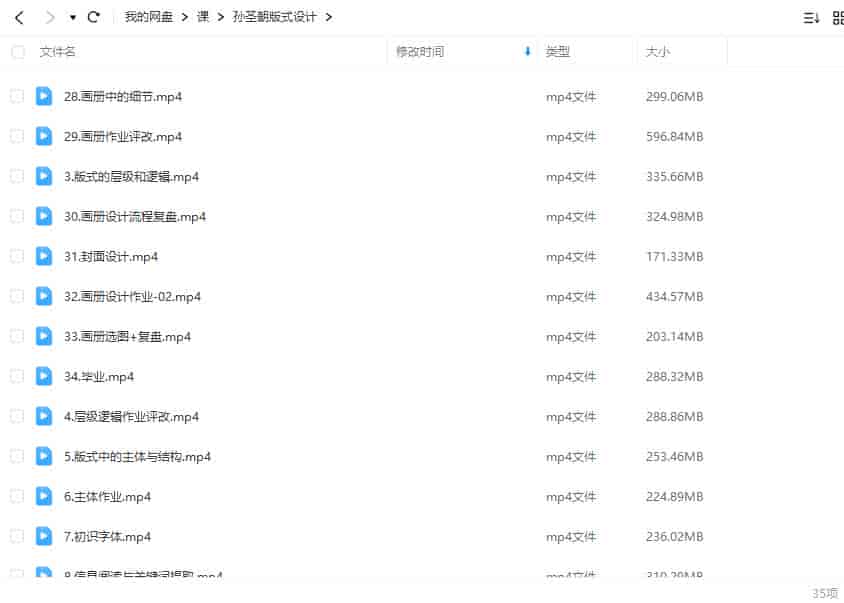 孙圣朝版式设计2021年3月结课【画质不错只有视频】