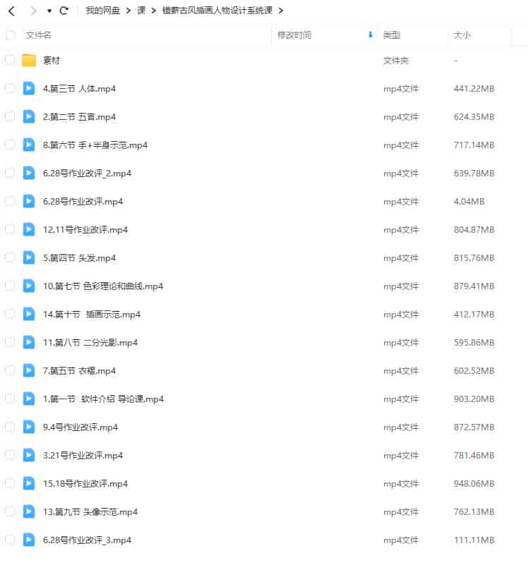 错薪古风插画人物设计系统课2023【画质超清有素材没笔刷】