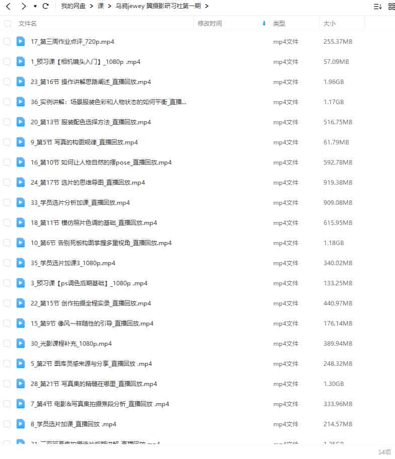 乌鸦jewey翼摄影研习社第1期2022年【画质一般只有视频】