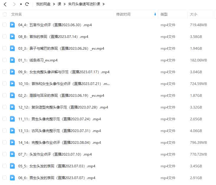 朱丹头像速写进阶课2023年【画质高清只有视频】