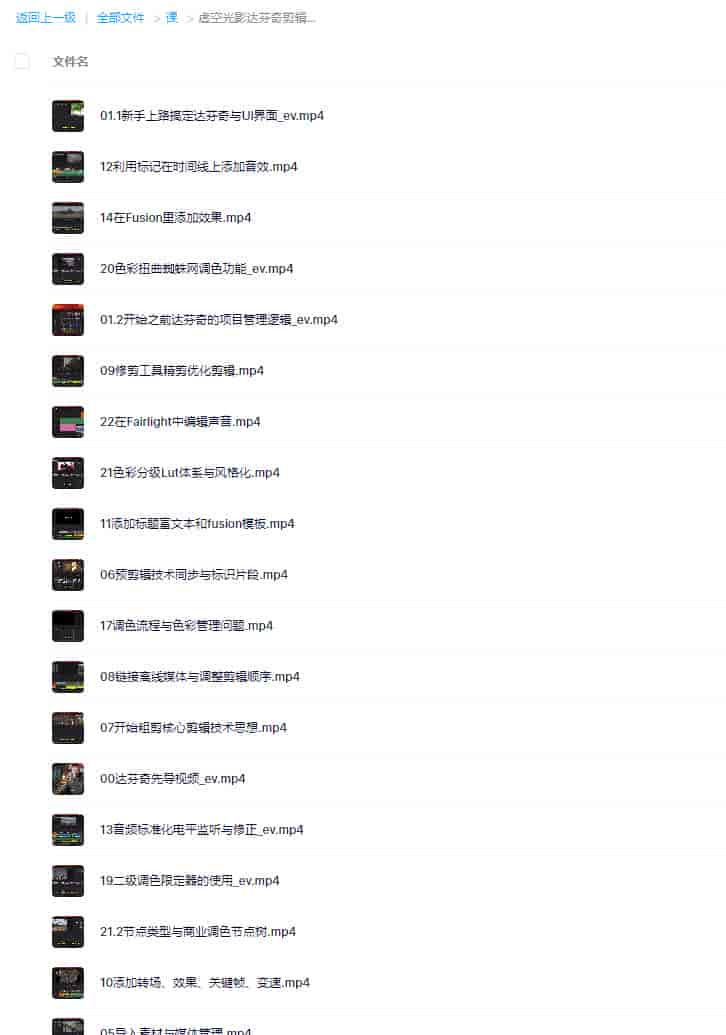 【缺】虚空光影达芬奇剪辑调色全流程核心课【画质高清有部分素材】