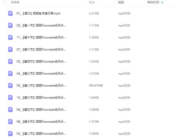 或或Procreate古风半厚涂人物插画2024【画质不错只有视频】