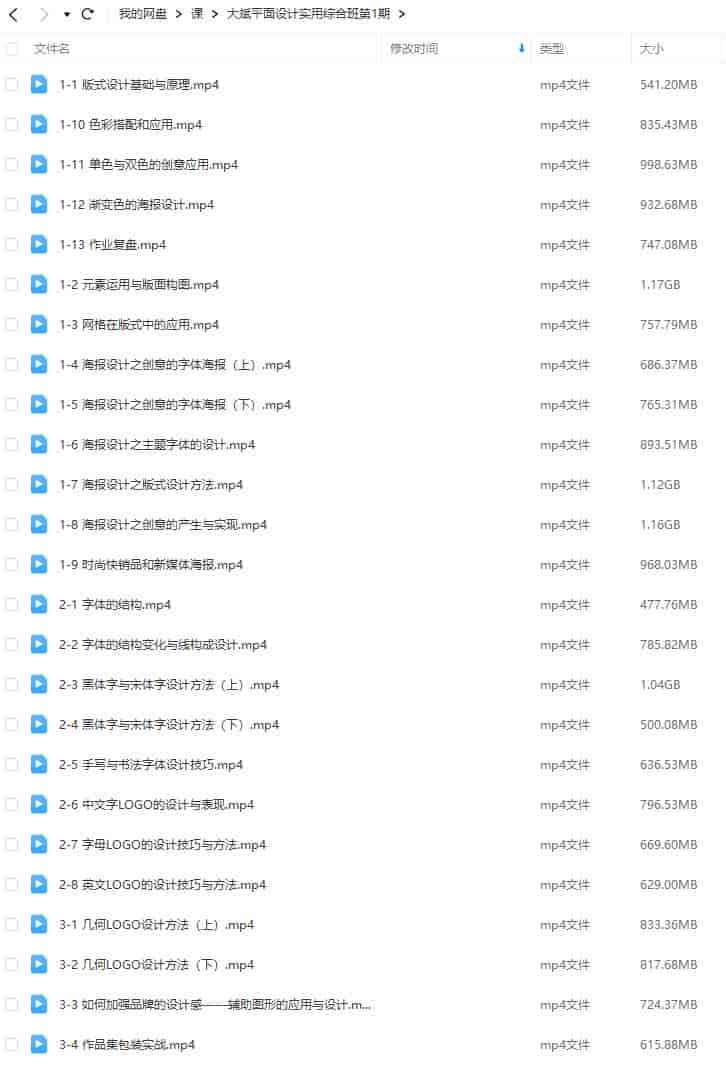 大斌平面设计实用综合班第1期【画质高清只有视频】