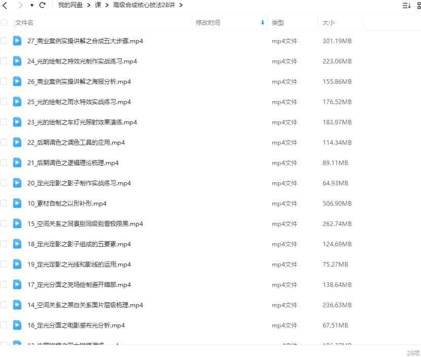 高级合成核心技法28讲【画质高清只有视频】