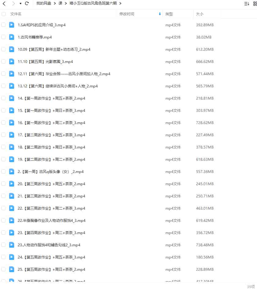 喵小玉Q版古风角色班第六期2023【画质不错只有视频】