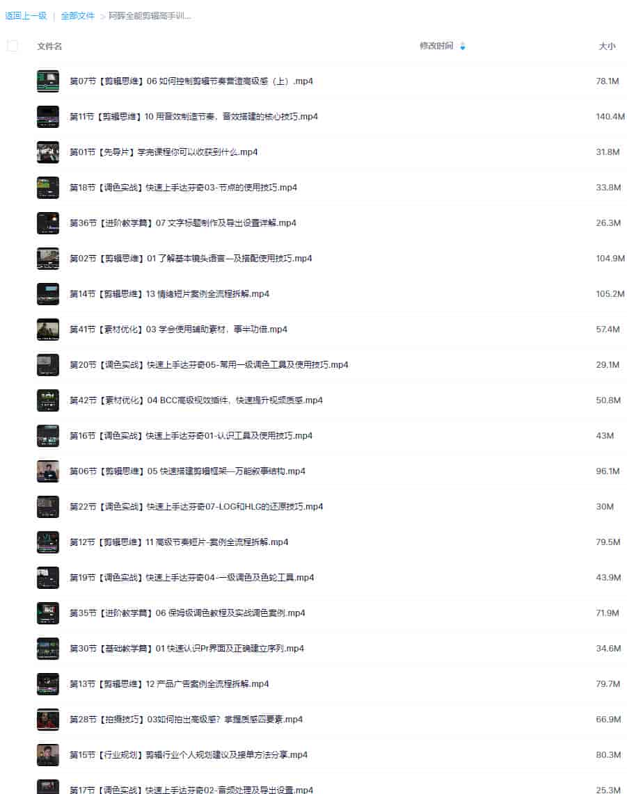 阿晖全能剪辑高手训练营剪辑思维【画质高清只有视频】