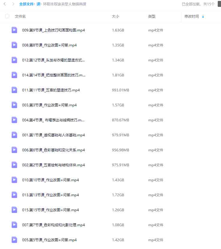 环阳半厚涂美型人物插画课2024【画质不错只有视频】