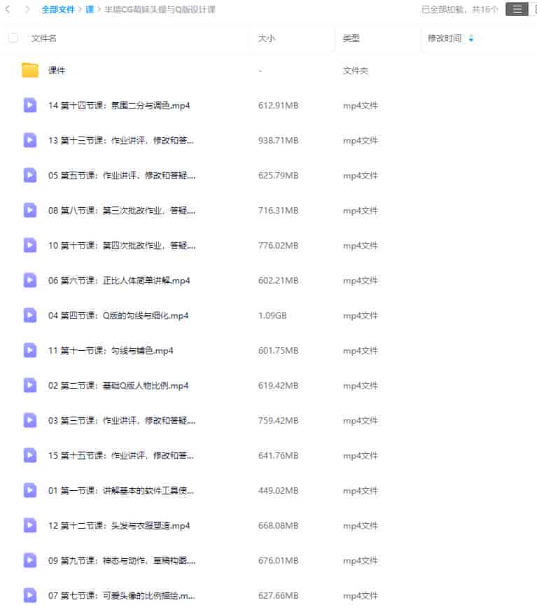 半墙CG萌妹头像与Q版设计课2024【画质高清有课件】