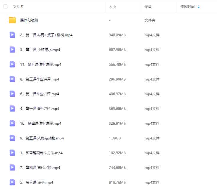 钟小朋友春季水墨小场景2024【画质普通有笔刷和课件】