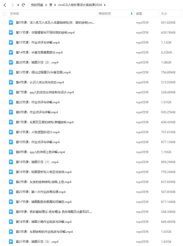 rimiCG人物彩画设计系统课2024【画质高清只有视频】