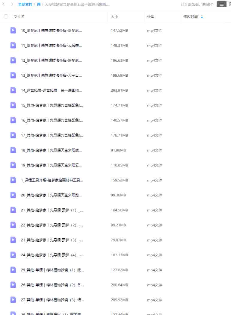 【缺课】天空绘梦家寻梦基地五合一原创丙烯插画课：零基础到进阶创作【画质不错只有视频】