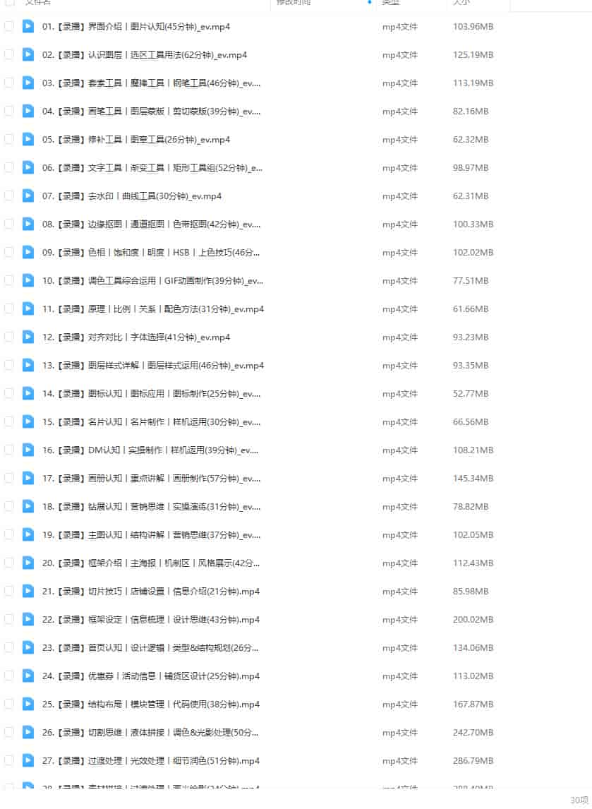 杰视帮PS零基础班系统课【画质不错只有视频】