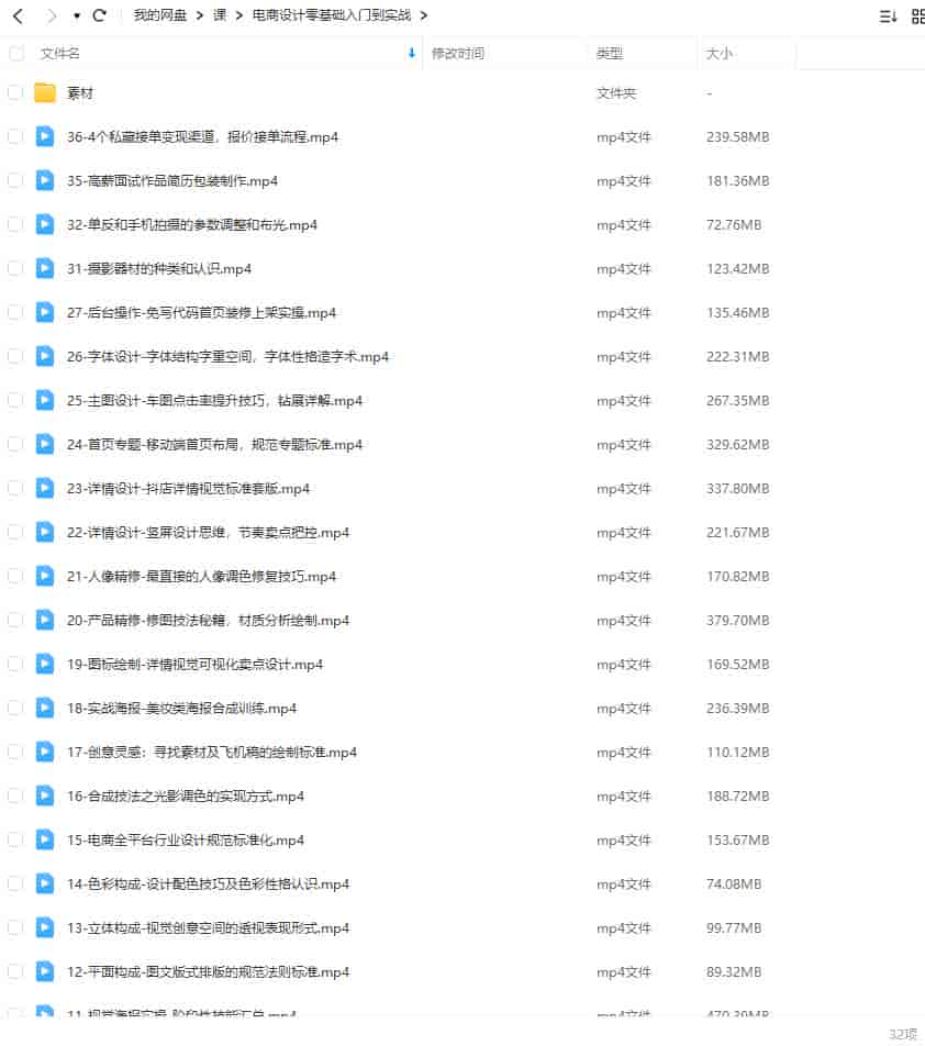 【缺课】老杨野行电商设计零基础入门到实战【画质高清有大部分素材】