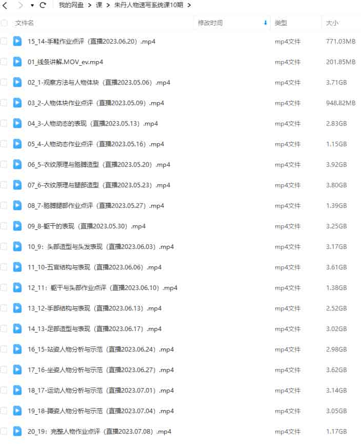 朱丹人物速写系统课第10期2023年【画质不错只有视频】