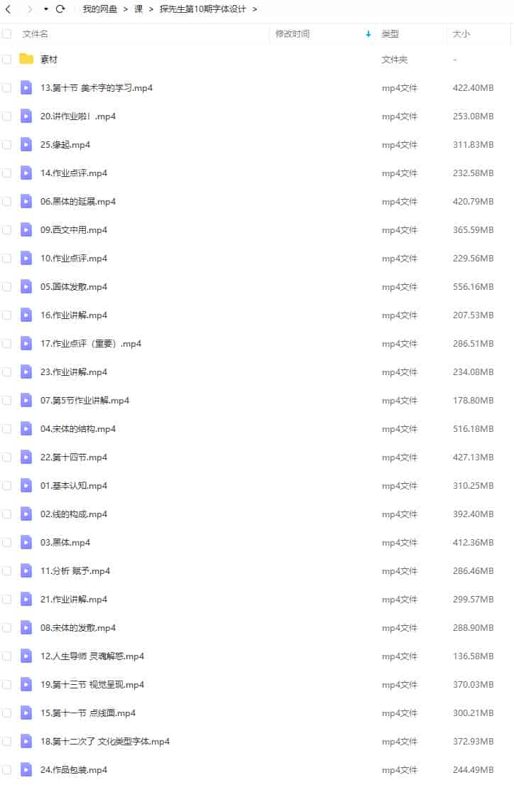 小字里×探先生第十期字体设计2021年9月结课【画质还可以有部分素材】