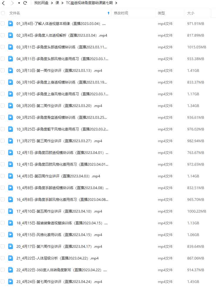 TC晨透视转角度基础课第7期2023年【画质高清只有视频】