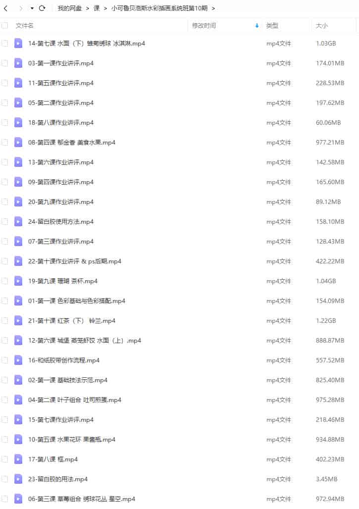 小可水彩插画系统班第10期2021年9月结课【画质还行只有视频】