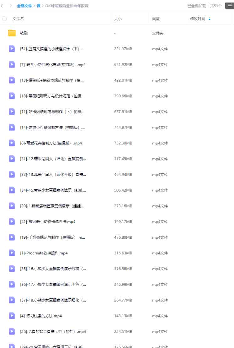 OK蛙萌系商业插画年度课【画质不错有笔刷】