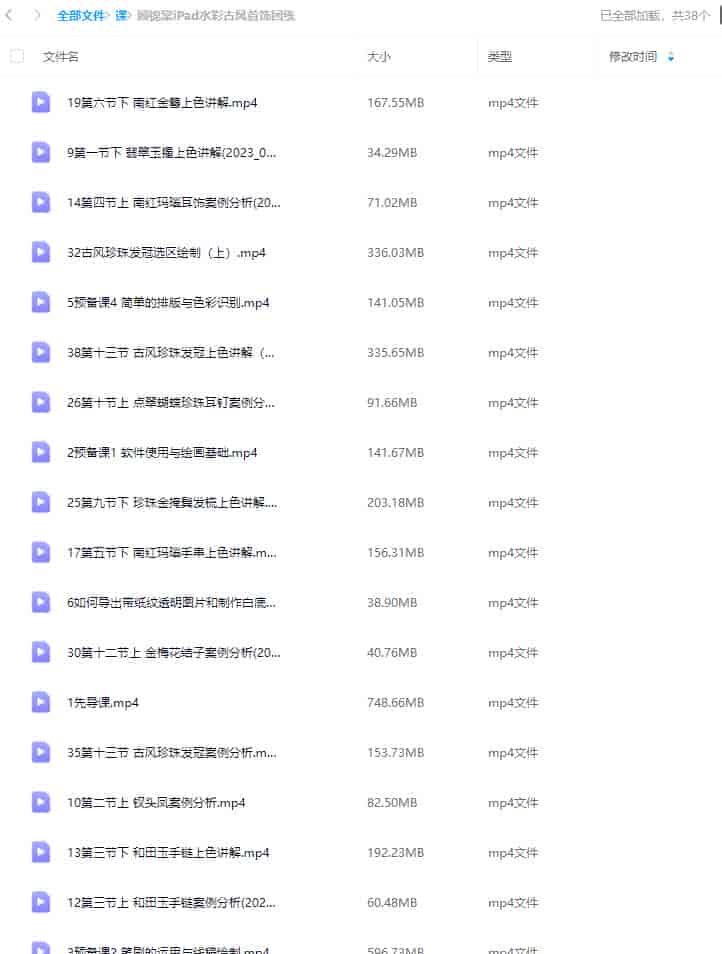 顾锦棠iPad水彩古风首饰团练2023【画质高清只有视频】