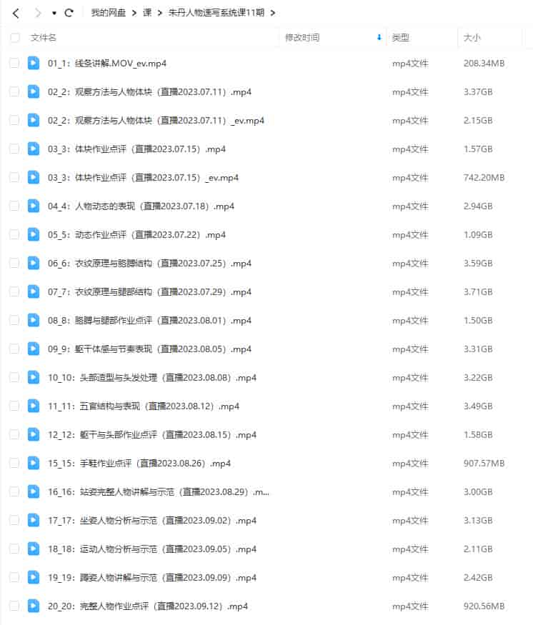 【缺】朱丹人物速写系统课第11期2023【画质不错只有视频】