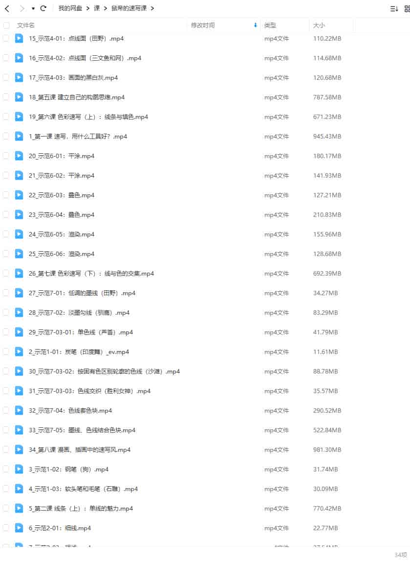 尼诺艺术鼠帝的速写课2023年结课【画质不错只有视频】