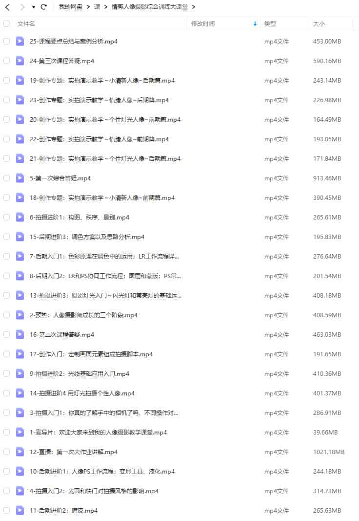 麻雀大人情感人像摄影综合训练大课堂2022年【画质高清只有视频】