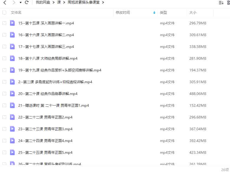 【缺课】周旭波素描头像课堂2022【画质高清只有视频】