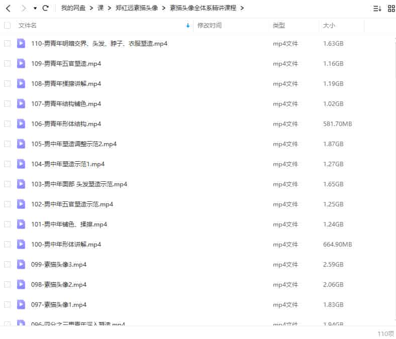 【缺课】郑红远素描头像【画质高清只有视频】