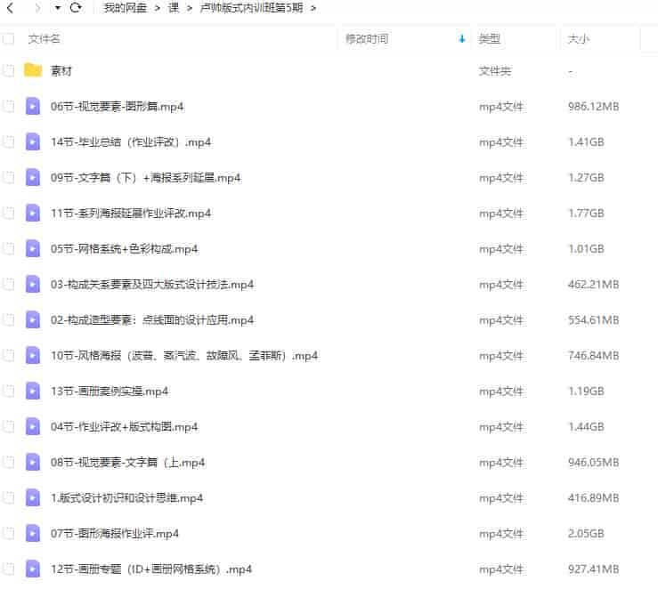 卢帅版式高阶内训班第5期2022【画质高清有大部分素材】
