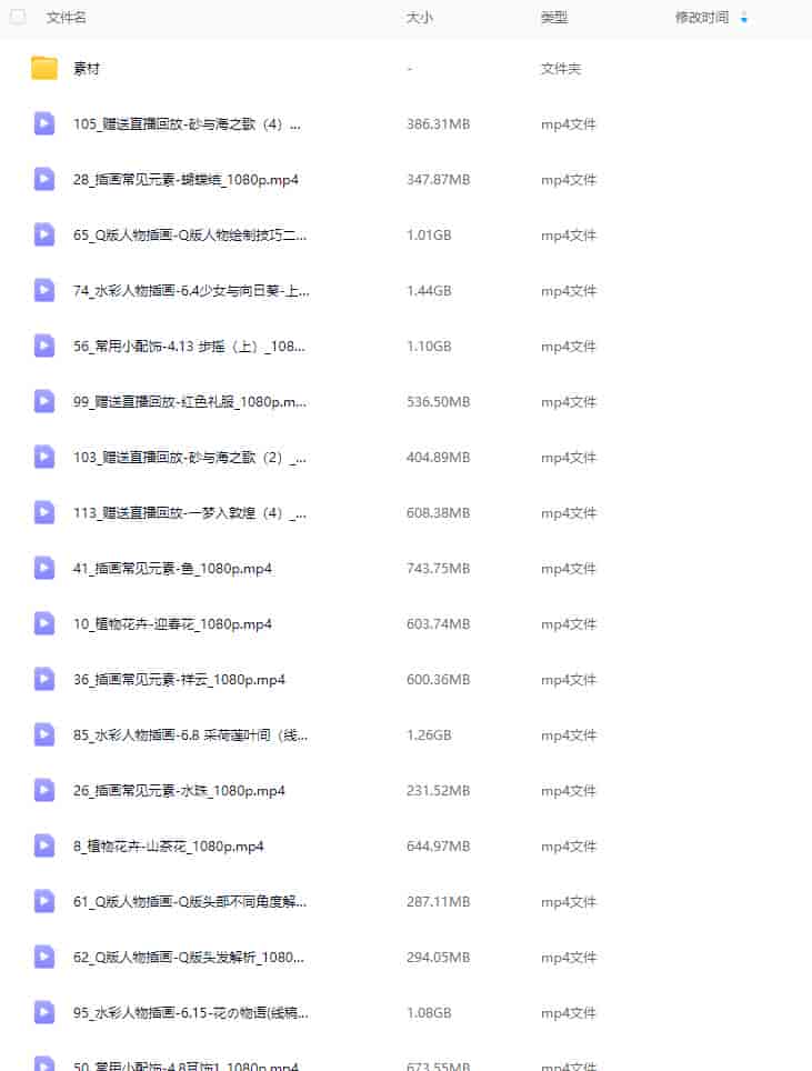 【缺课】鱼柒水彩零基础入门水彩插画入门＋提升【画质高清有大部分素材】
