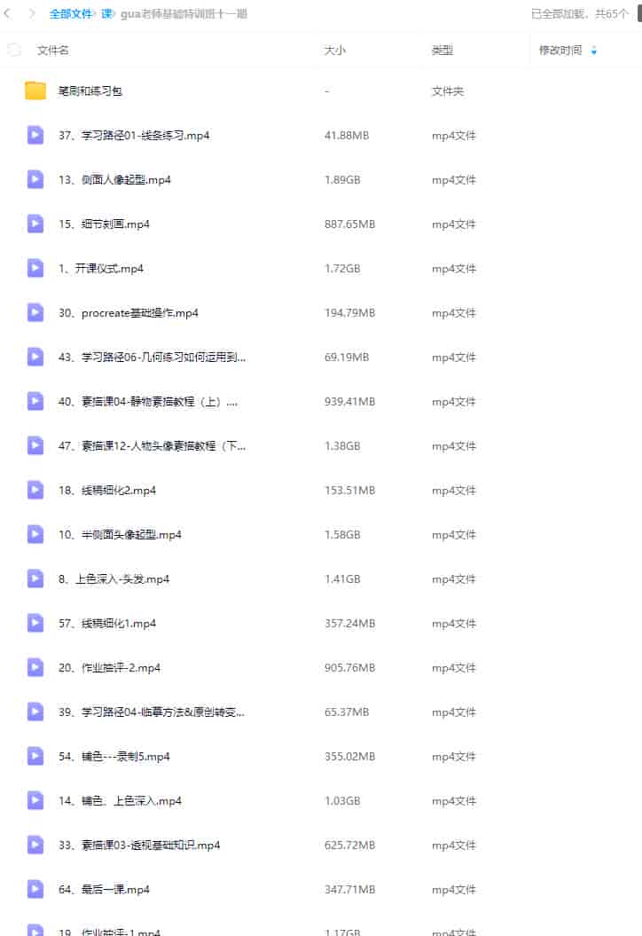 gua老师基础特训班第11期2023年12月结课【画质高清有笔刷】