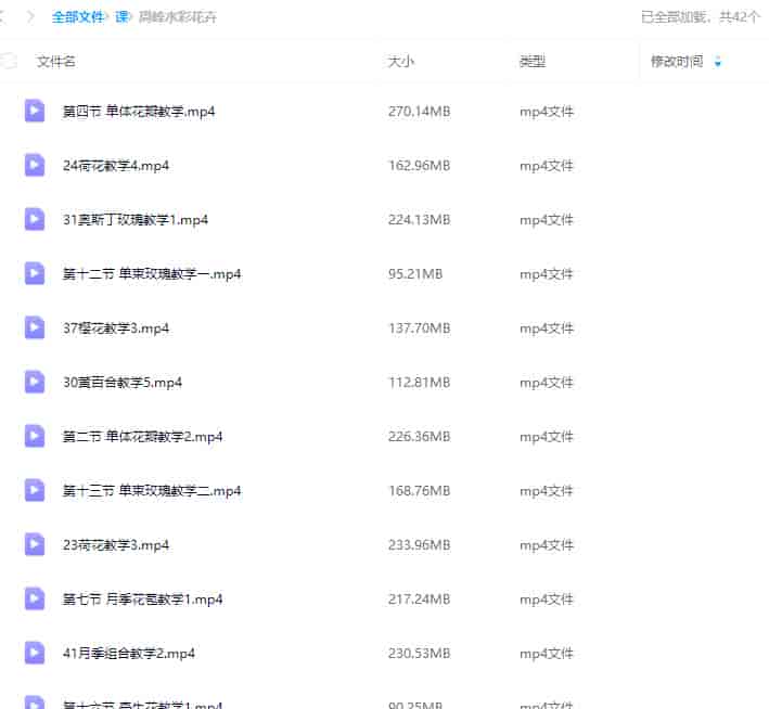 周峰水彩花卉【老课画质还行只有视频】