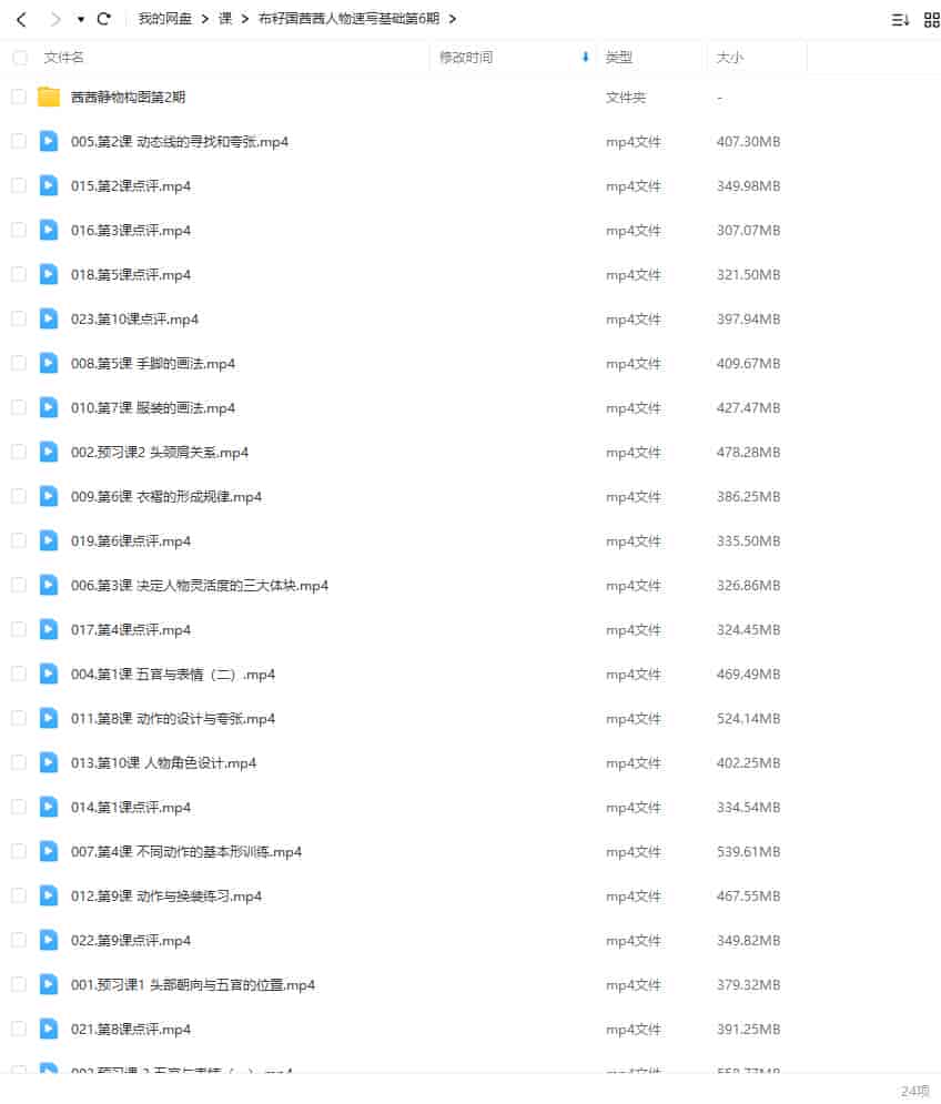 布籽国茜茜人物速写基础第6期+静物构图第2期【画质不错只有视频】