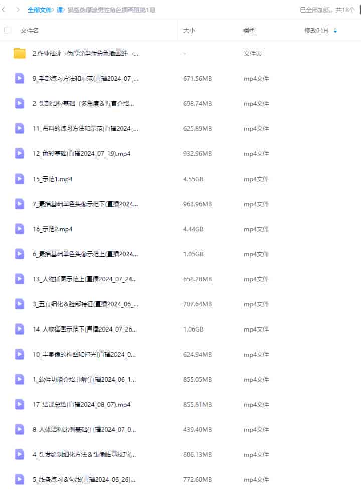 猫鲨伪厚涂男性角色插画班第1期2024【画质高清只有视频】