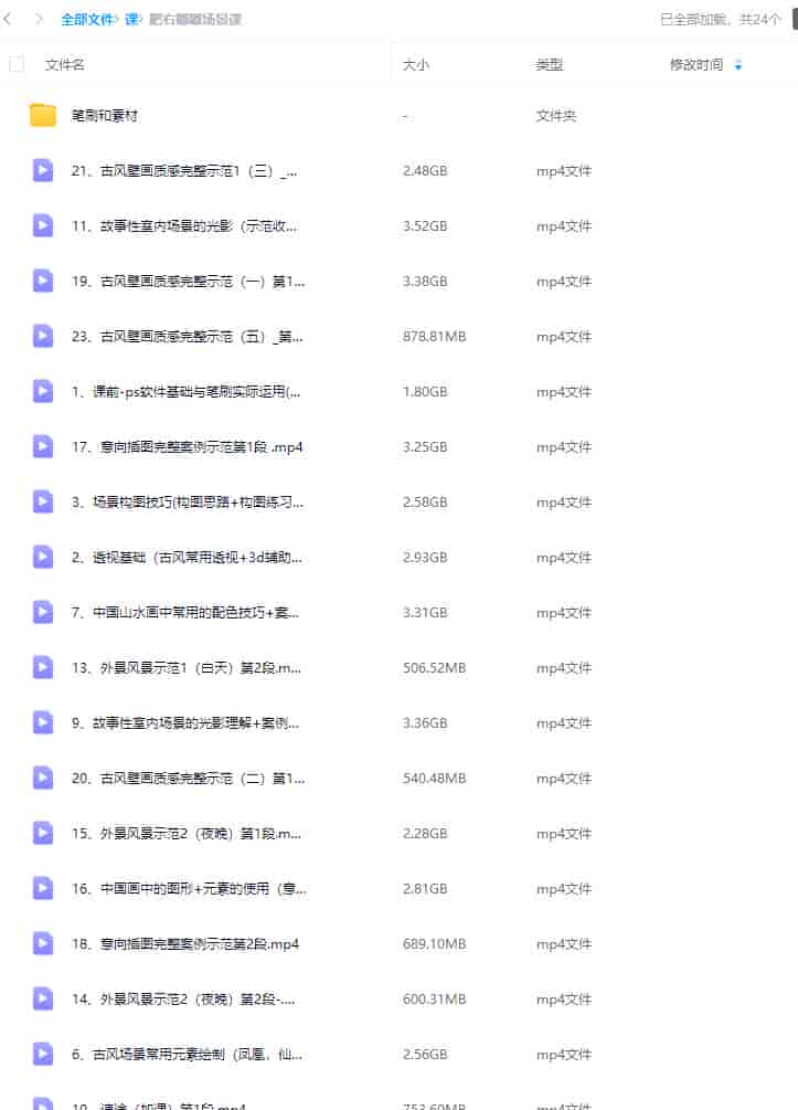 肥右嘟嘟古风场景课2023年【画质不错有笔刷】