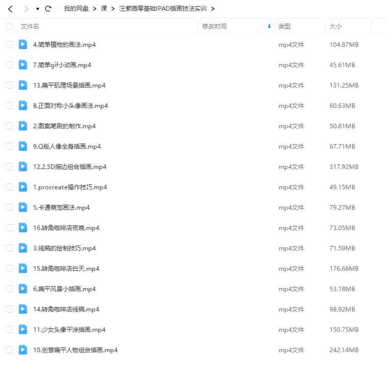 汪紫薇零基础IPAD插画技法实训2022年【画质高清只有视频】