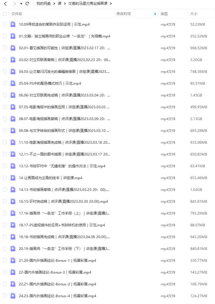 鲸字号文嘉的马里兰商业插画学院课2023【只有视频无素材】