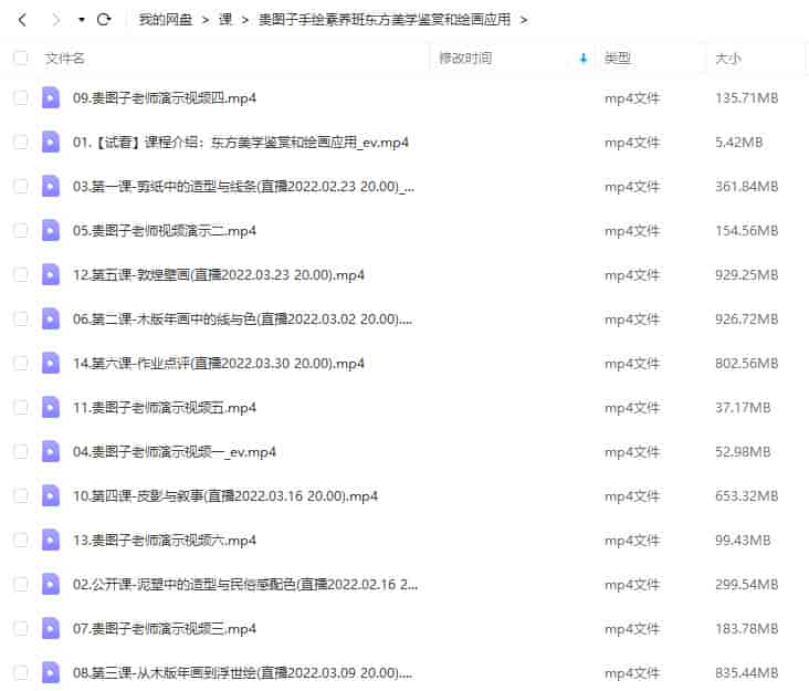 贵图子手绘素养班：东方美学鉴赏和绘画应用2022【画质还行只有视频】