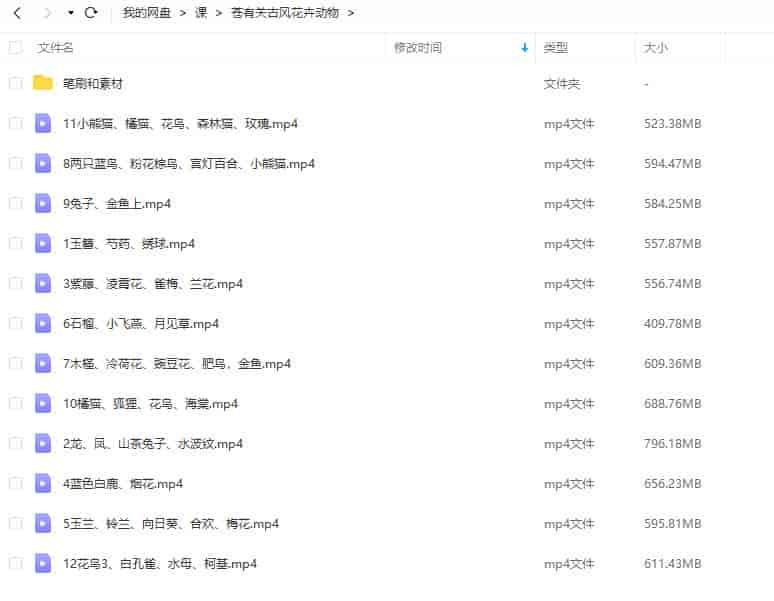 苍有关古风花卉动物水彩风插画课【画质高清有笔刷素材】